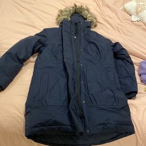Navy blue northface parka.
